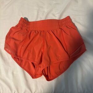 Orange Lululemon Hotty Hot Shorts